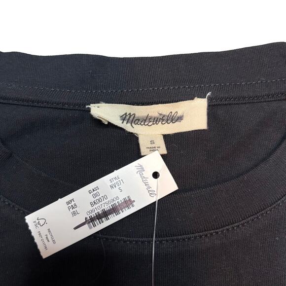 Madewell Puff Sleeve Knit Top Black Cotton Tee Blouse Size S NWT - Picture 4 of 6